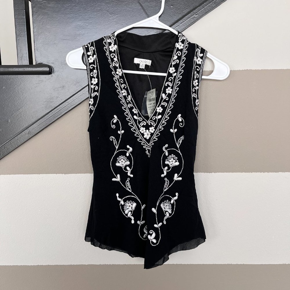 NWT Cache Beaded Top, Size S